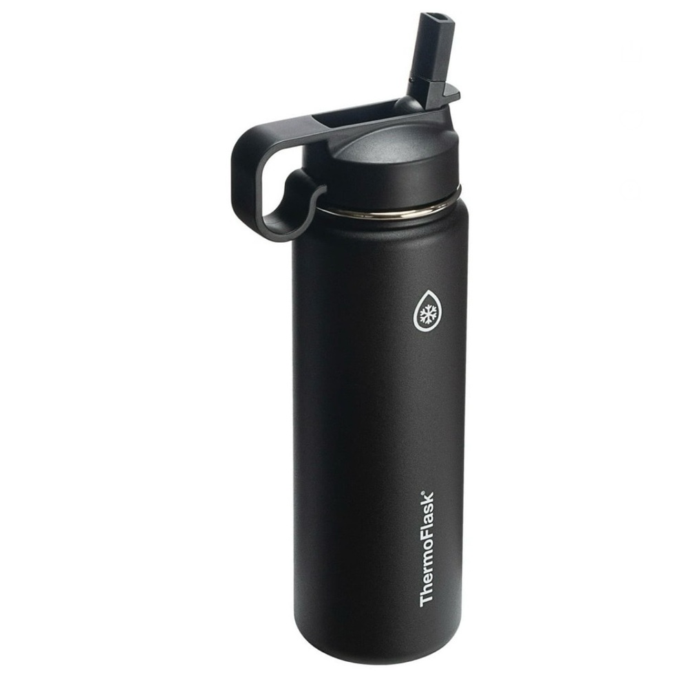 🖤 ThermoFlask 24oz Water Bottle – Black – Flip Top – Great Condition